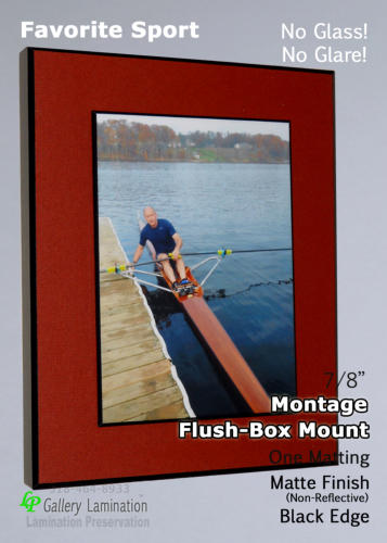 Photo of you doing your Favorite Sport! This was a gift for father's day. Flush-Box Mount with photo on a floating layer.