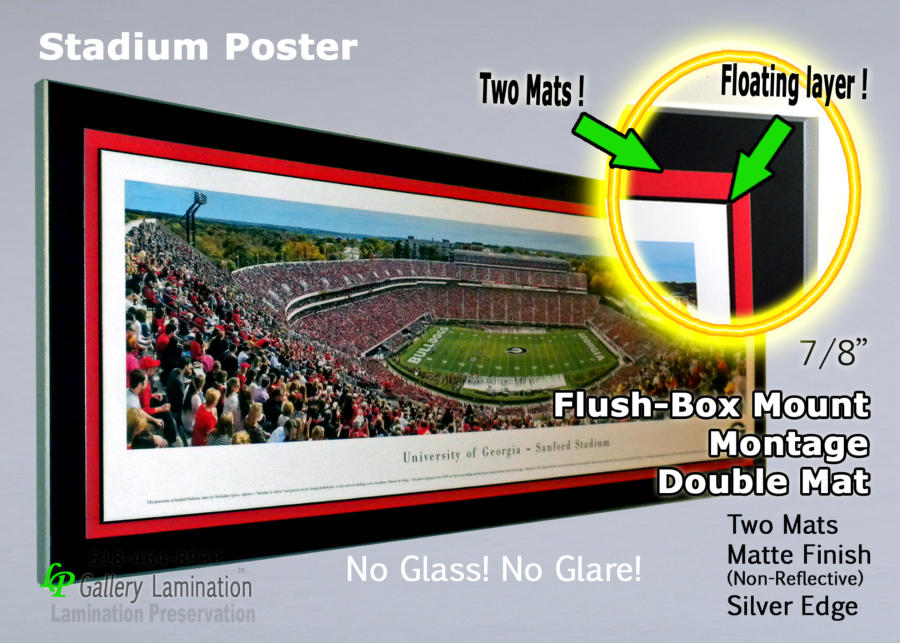 Favorite Team Stadium Poster - Was a Christmas gift for a fan! Flush-Box Mount, Two Mats and floating layers.